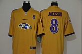 Nike Ravens 8 Lamar Jackson Yellow Team Big Logo Number Vapor Untouchable Limited Jersey,baseball caps,new era cap wholesale,wholesale hats